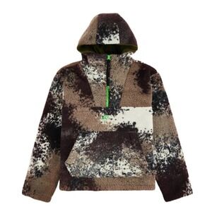 Nike Sportswear 1/2 Zip Sherpa Hoodie Men M Ironstone Brown Grn Camo DD5009-004